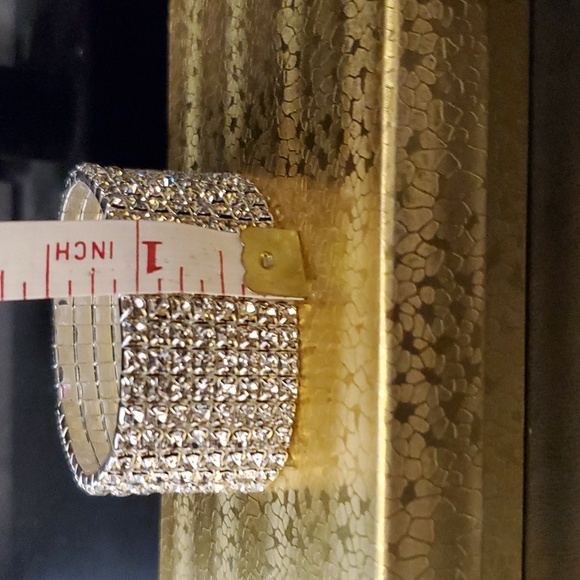 Wide Elastic Rhinestone Bracelet: Bridal Formal Special Occasion Competi… - Picture 4 of 4